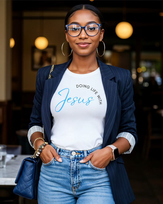 Doing Life With Jesus-White Tee